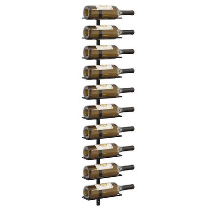 Wall-mounted Wine Rack for 10 Bottles Black Metal