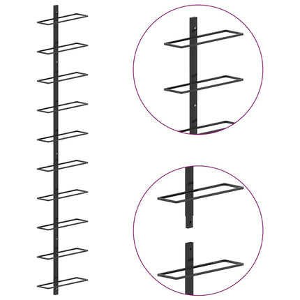Wall-mounted Wine Racks for 20 Bottles 2 pcs Black Metal