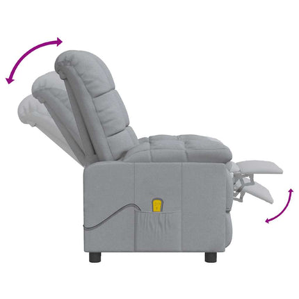 Massage Recliner Light Gray Fabric