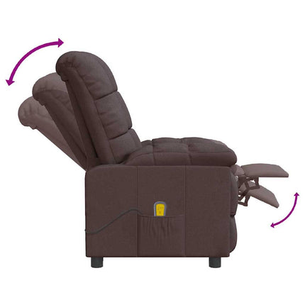 Massage Recliner Dark Brown Fabric