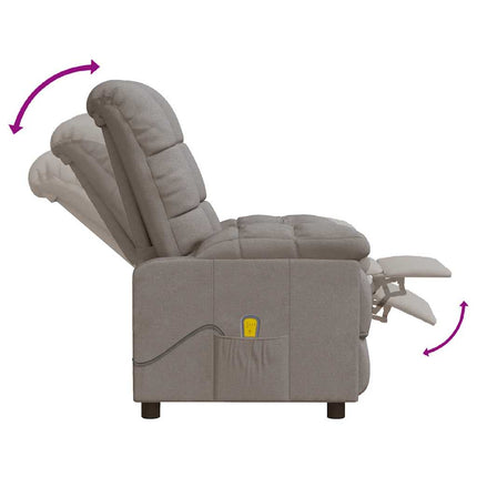 Massage Recliner Taupe Fabric