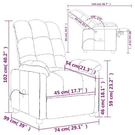 Massage Recliner Taupe Fabric