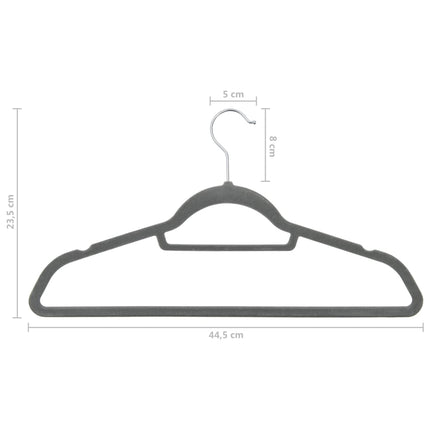 100 pcs Clothes Hanger Set Anti-slip Gray Velvet