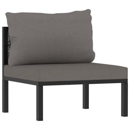 7 Piece Patio Lounge Set with Cushions Poly Rattan Anthracite
