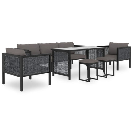Sectional Corner Sofa with Right Armrest Poly Rattan Anthracite