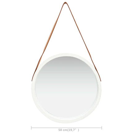 Wall Mirror with Strap 16.7" White