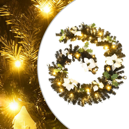 Christmas Garland with LED Lights Black 8.9'PVC