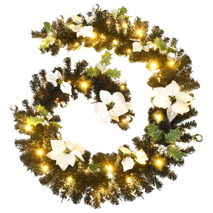 Christmas Garland with LED Lights Black 8.9'PVC