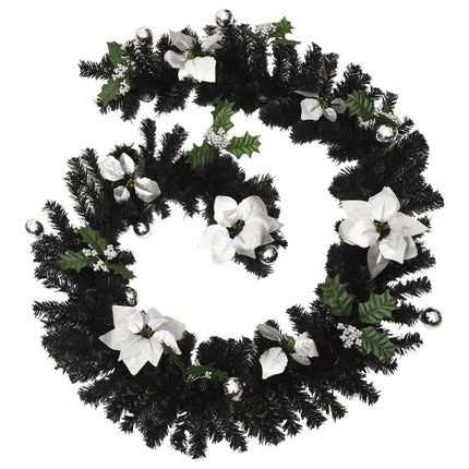 Christmas Garland with LED Lights Black 8.9'PVC