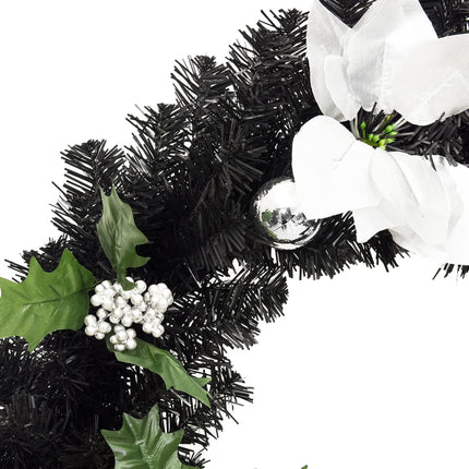 Christmas Garland with LED Lights Black 8.9'PVC
