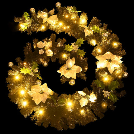 Christmas Garland with LED Lights Black 8.9'PVC