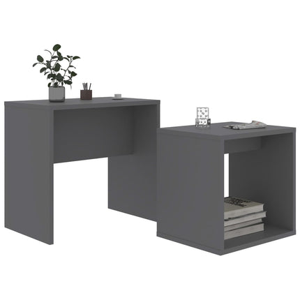 Coffee Table Set Gray 18.9"x11.8"x17.7" Engineered Wood