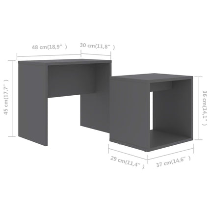 Coffee Table Set Gray 18.9"x11.8"x17.7" Engineered Wood