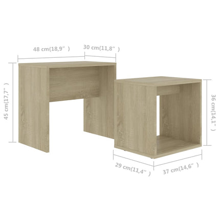Coffee Table Set Sonoma Oak 18.9"x11.8"x17.7" Engineered Wood