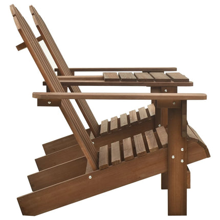 Patio Adirondack Chairs with Tea Table Solid Wood Fir Brown