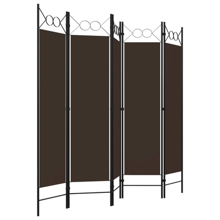 5-Panel Room Divider Brown 78.7"x70.9
