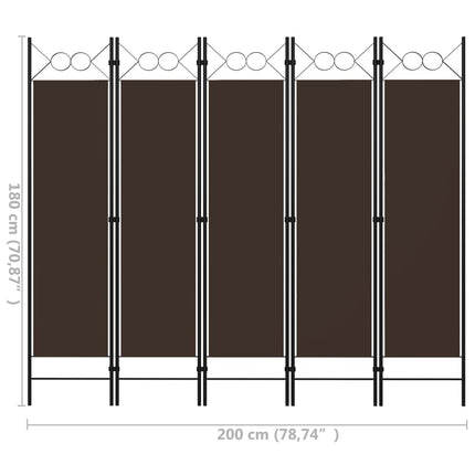5-Panel Room Divider Brown 78.7"x70.9