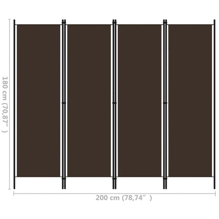 4-Panel Room Divider Brown 78.7"x70.9