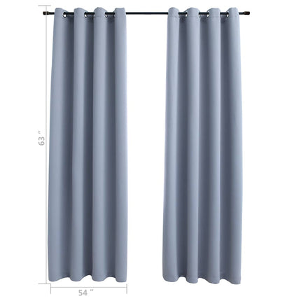 Blackout Curtains with Rings 2 pcs Gray 54"x63" Fabric