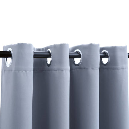 Blackout Curtains with Rings 2 pcs Gray 54"x95" Fabric