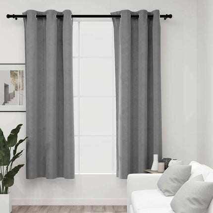 Blackout Curtains with Rings 2 pcs Gray 37"x63" Velvet