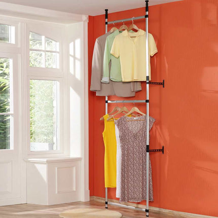 Telescopic Wardrobe System with Shelves Aluminum