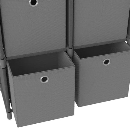 6-Cube Display Shelf with Boxes Gray 40.6"x11.8"x28.5" Fabric