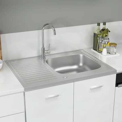 Kitchen Sink with Drainer Set Silver 31.5"x23.6"x6.1" Stainless Steel
