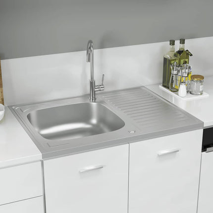 Kitchen Sink with Drainer Set Silver 31.5"x23.6"x6.1" Stainless Steel