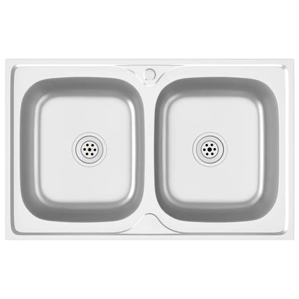 Kitchen Sink with Double Basins Silver 31.5"x19.7"x6.1" Stainless Steel