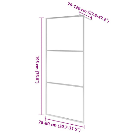 Walk-in Shower Wall with Whole Frosted ESG Glass 31.5"x76.8