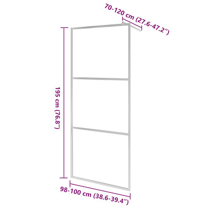 Walk-in Shower Wall with Whole Frosted ESG Glass 39.4"x76.8