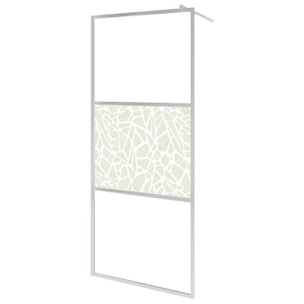 Walk-in Shower Wall ESG Glass with Stone Design 31.5"x76.8