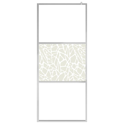 Walk-in Shower Wall ESG Glass with Stone Design 31.5"x76.8