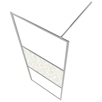Walk-in Shower Wall ESG Glass with Stone Design 31.5"x76.8