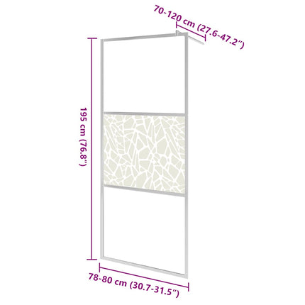Walk-in Shower Wall ESG Glass with Stone Design 31.5"x76.8