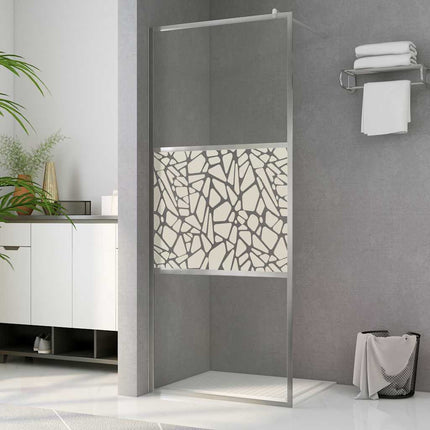 Walk-in Shower Wall ESG Glass with Stone Design 31.5"x76.8