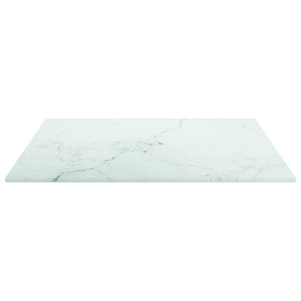 Table Top White 15.7"x15.7" 0.2" Tempered Glass with Marble Design