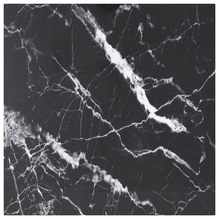 Table Top Black 11.8"x11.8" 0.2" Tempered Glass with Marble Design