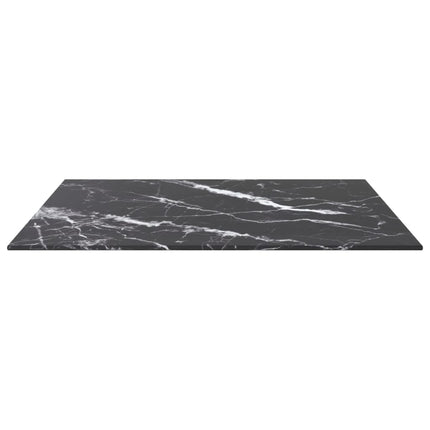 Table Top Black 23.6"x23.6" 0.2" Tempered Glass with Marble Design