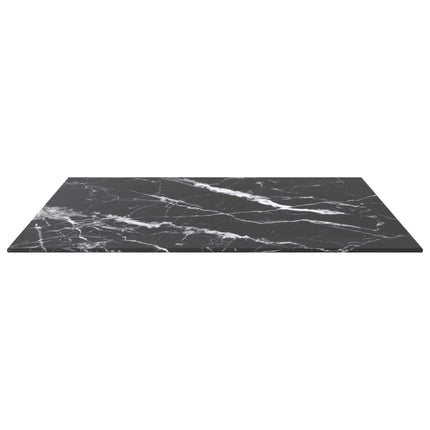 Table Top Black 27.6"x27.6" 0.2" Tempered Glass with Marble Design