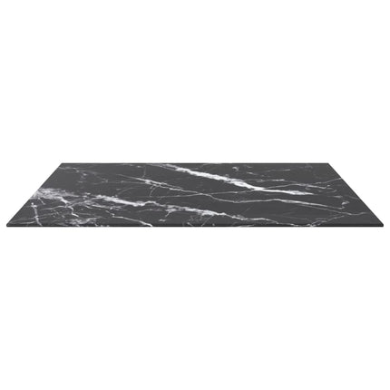 Table Top Black 31.5"x31.5" 0.2" Tempered Glass with Marble Design