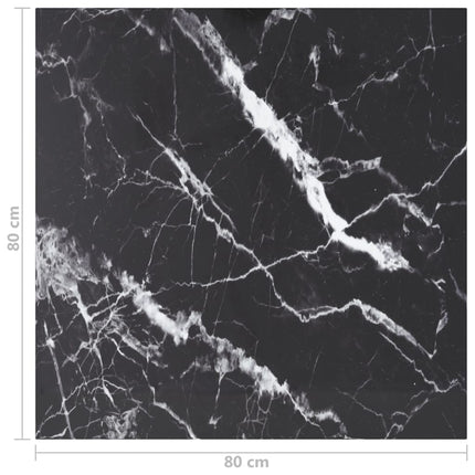 Table Top Black 31.5"x31.5" 0.2" Tempered Glass with Marble Design