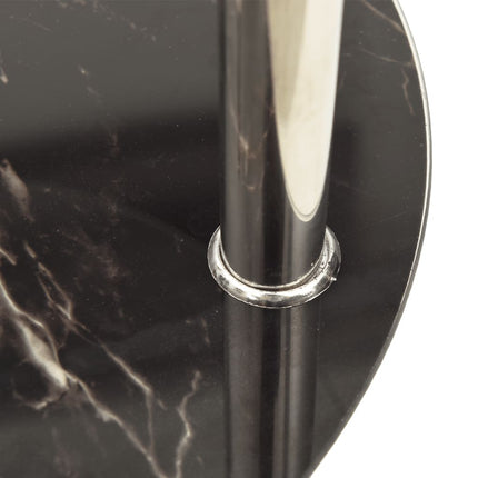 2-Tier Side Table Transparent & Black Marble 15" Tempered Glass