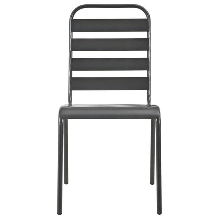 Patio Chairs 4 pcs Slatted Design Steel Dark Gray