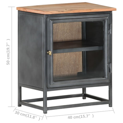 Bedside Cabinet Gray 15.7"x11.8"x19.7" Solid Acacia Wood