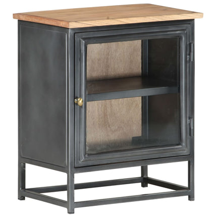 Bedside Cabinet Gray 15.7"x11.8"x19.7" Solid Acacia Wood