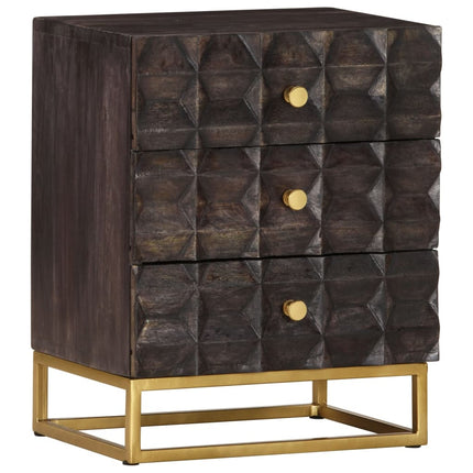Bed Cabinet Black 15.7"x11.8"x19.7" Solid Mango Wood