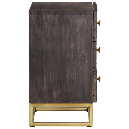 Bed Cabinet Black 15.7"x11.8"x19.7" Solid Mango Wood