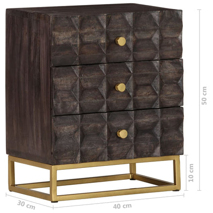 Bed Cabinet Black 15.7"x11.8"x19.7" Solid Mango Wood